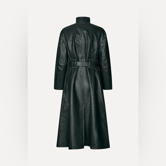 Stine Goya DROPPED SHOULDER HIGH COLLAR COAT - DARK GREEN - Picture 5 of 16